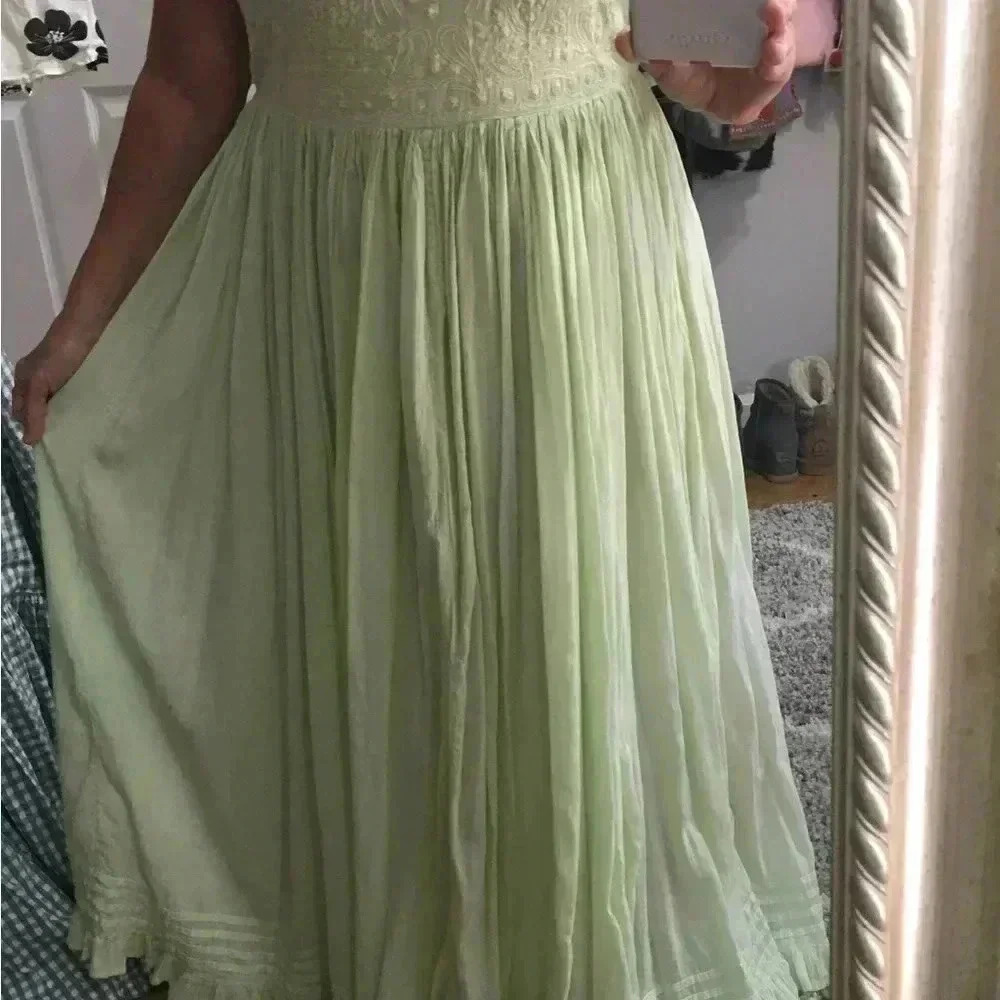 Karavan cotton boho mint green dress
